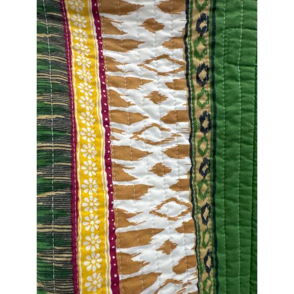 Cropped Boho chic round neck quilted colorful fringed jacket x small - Picture 10 of 12